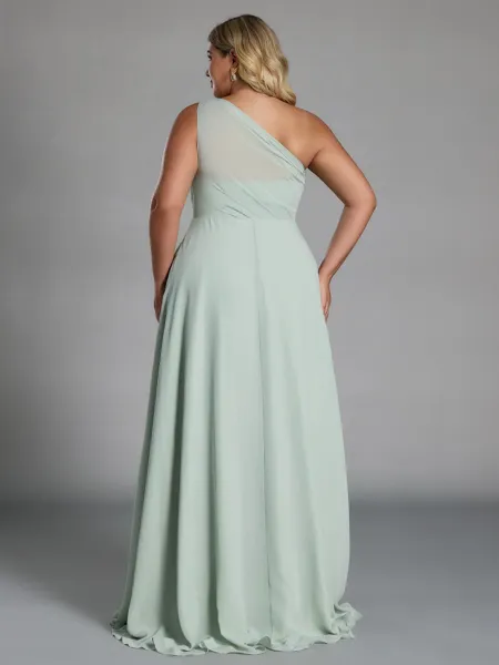 Trendy A-line One-Shoulder...
