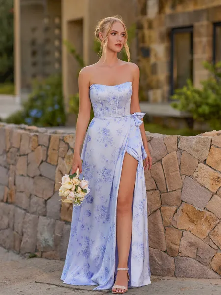 Elegant A-line Straight Bow...