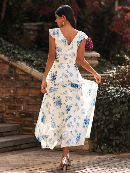 Graceful A-line V-neck...