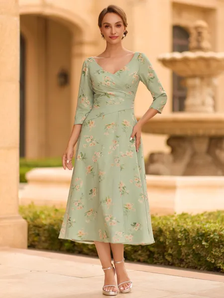 Stylish A-line V-Neck 3/4...