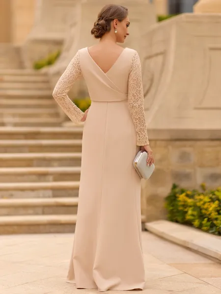 Gracious Sheath V-Neck Long...