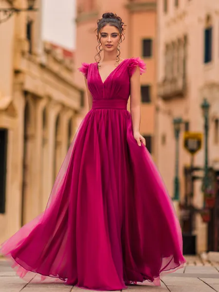 Unique A-Line Tulle Ruffles...