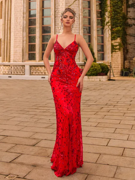 Elegant Sheath Lace V-Neck...