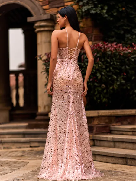 Glam Sheath Halter Ruffles...