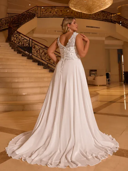 Elegant A-line V-Neck...