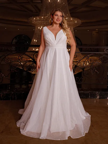 Exquisite A-line V-Neck...