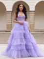 A-line Elegant V-neck Court Train Tulle Corset Dress With Appliques Lace