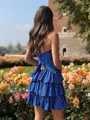 Aristocratic A-Line Sweetheart Cascading Ruffles Short/Mini Corset Homecoming Dress
