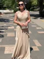 Noble Sheath Straps Beading Floor-Length Chiffon Mother Of The Bride Dress