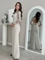 Statuesque Sheath Scoop Appliques Lace Floor-Length Chiffon Mother Of The Bride Dress