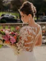Perfect Mermaid V-Neck Appliques Lace Chapel Train Tulle Wedding Dress