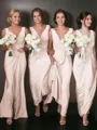 A-line V-Neck Sleeveless Floor-Length Chic Jersey Bridesmaid Dress