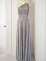 A-line One-Shoulder Chic Sleeveless Floor-Length Jersey Bridesmaid Dress