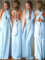 A-line Sleeveless Stylish Floor-Length Jersey Bridesmaid Dress