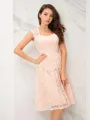 A-line Straps Sleeveless Knee-Length Refined Lace Bridesmaid Dress