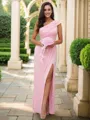 Sheath/Column One-Shoulder Sexy Sleeveless Floor-Length Jersey Bridesmaid Dresses