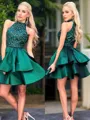 A-line Jewel Sleeveless Dreamy Satin Short/Mini Dress
