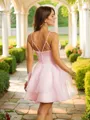 A-line V-Neck Feminine Sleeveless Short/Mini Organza Dresses