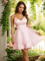 A-line V-Neck Feminine Sleeveless Short/Mini Organza Dresses