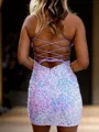 Fashion Sheath Spaghetti Straps Sequin Short/Mini Dress