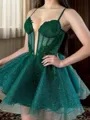 Grand A-line Spaghetti Straps Appliques Lace Short/Mini Tulle Corset Dress