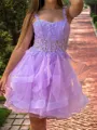 Glistening A-line Straps Appliques Lace Short/Mini Tulle Corset Dress