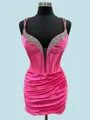 Fashion Sheath Rhinestone Straps Short/Mini Silk like Satin Corset Dress