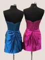 Sheath Exquisite Appliques Sweetheart Lace Short/Mini Silk Like Satin Corset Dress