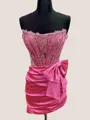 Straight Bow Sheath Stunning Short/Mini Silk Like Satin Corset Dress