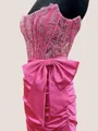 Straight Bow Sheath Stunning Short/Mini Silk Like Satin Corset Dress