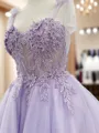 A-line Sweetheart Stylish Appliques Lace Short/Mini Tulle Corset Dress