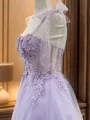 A-line Sweetheart Stylish Appliques Lace Short/Mini Tulle Corset Dress