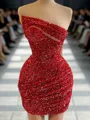 Show-stopping Sheath Straight Pleated Short/Mini Dress
