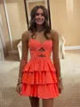 Trendy A-line Sweetheart Cascading Ruffles Short/Mini Corset Dress