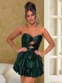 Trendy A-line Sweetheart Cascading Ruffles Short/Mini Corset Dress