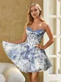 Perfect A-line Sweetheart Cascading Ruffles Chiffon Short/Mini Corset Dress