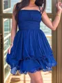 Unique A-line Spaghetti Straps Ruffles Short/Mini Chiffon Corset Dress