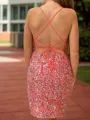 Stunning Sheath Spaghetti Straps Sequin Short/Mini Velvet Sequins Dress