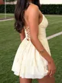 Grand A-line Spaghetti Straps Ruffles Short/Mini Jersey Dress