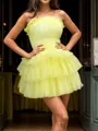 Enchanting A-line Straight Cascading Ruffles Short/Mini Tulle Corset Dress