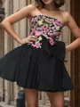 Breathtaking A-line Straight Bow Short/Mini Satin Dress