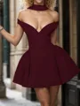 Luxurious A-line Halter Ruffles Short/Mini Stretch Crepe Dress