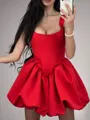 Show-stopping A-line Square Ruffles Short/Mini Satin Corset Dress