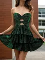 Aristocratic A-line Sweetheart Cascading Ruffles Short/Mini Dress