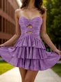 Aristocratic A-line Sweetheart Cascading Ruffles Short/Mini Dress