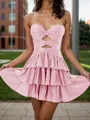Aristocratic A-line Sweetheart Cascading Ruffles Short/Mini Dress