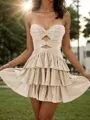 Aristocratic A-line Sweetheart Cascading Ruffles Short/Mini Dress