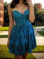 Splendiferous A-line Sweetheart Cascading Ruffles Short/Mini Corset Dress