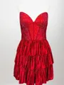 Splendiferous A-line Sweetheart Cascading Ruffles Short/Mini Corset Dress
