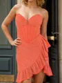 Unique Sheath Sweetheart Ruffles Short/Mini Corset Dress